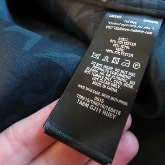 TED BAKER Huey Wool Blend Trim Fit Jacket in Navy Preppy Fall - Men's Size 3 / M - Picture 15 of 15